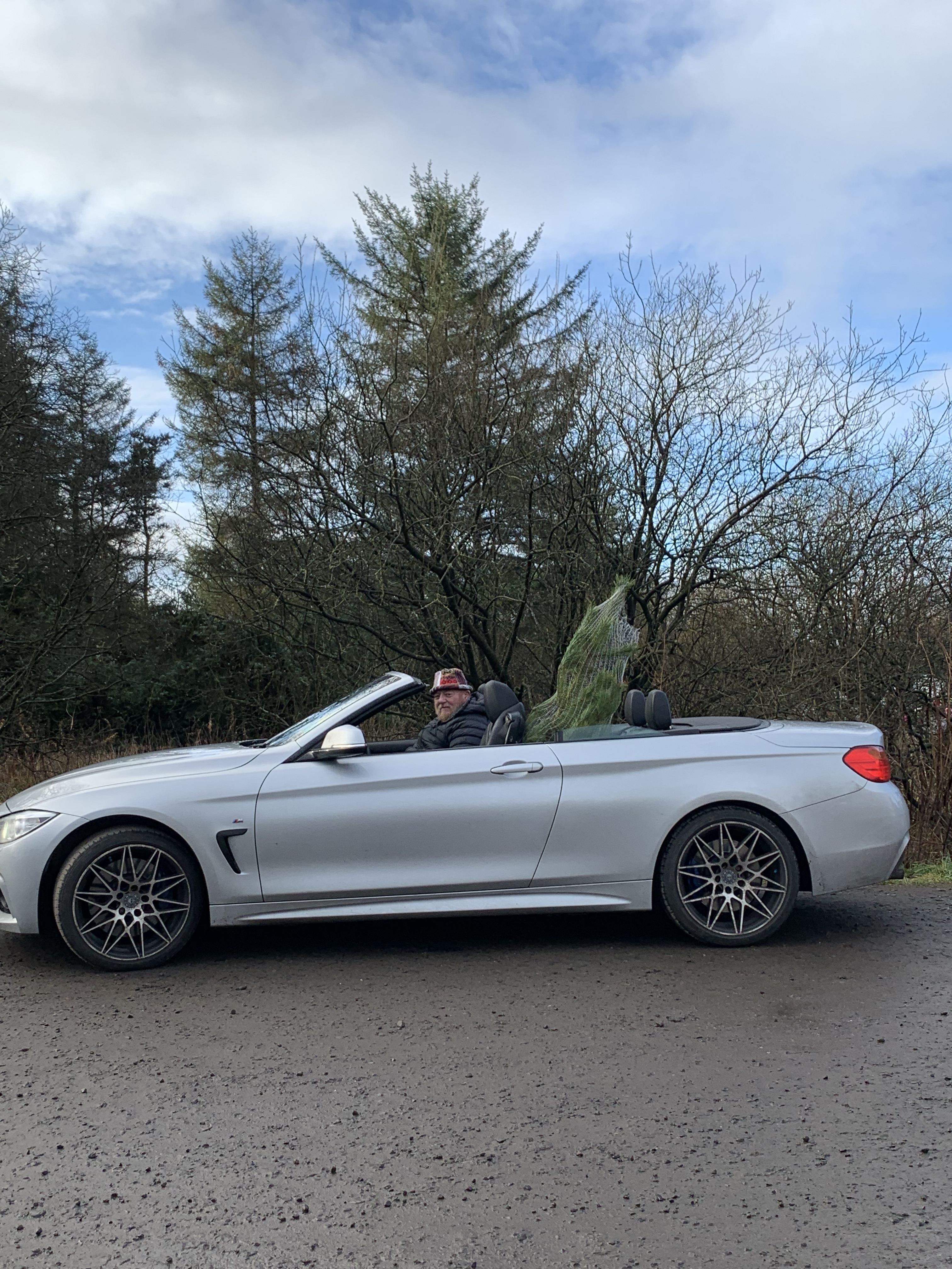Christmas Tree in Silver Sports Car